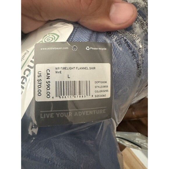 Eddie Bauer Womens Firelight Flannel Shirt Blue Size Small Tencel Outdoor - Picture 7 of 7